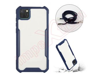 Blue and transparent case with lanyard for Huawei Y5p (DRA-LX9)